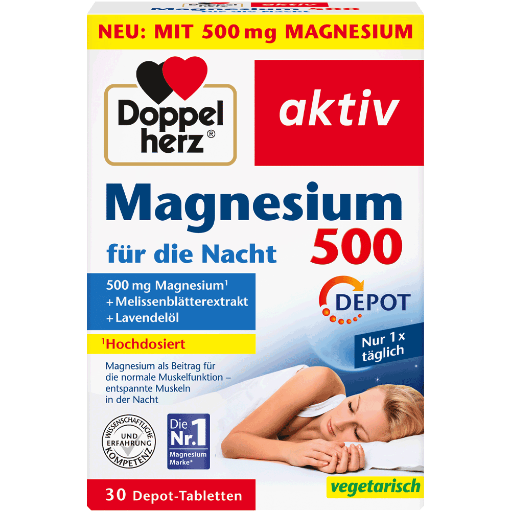 Bild: DOPPELHERZ Magnesium 500 für die Nacht