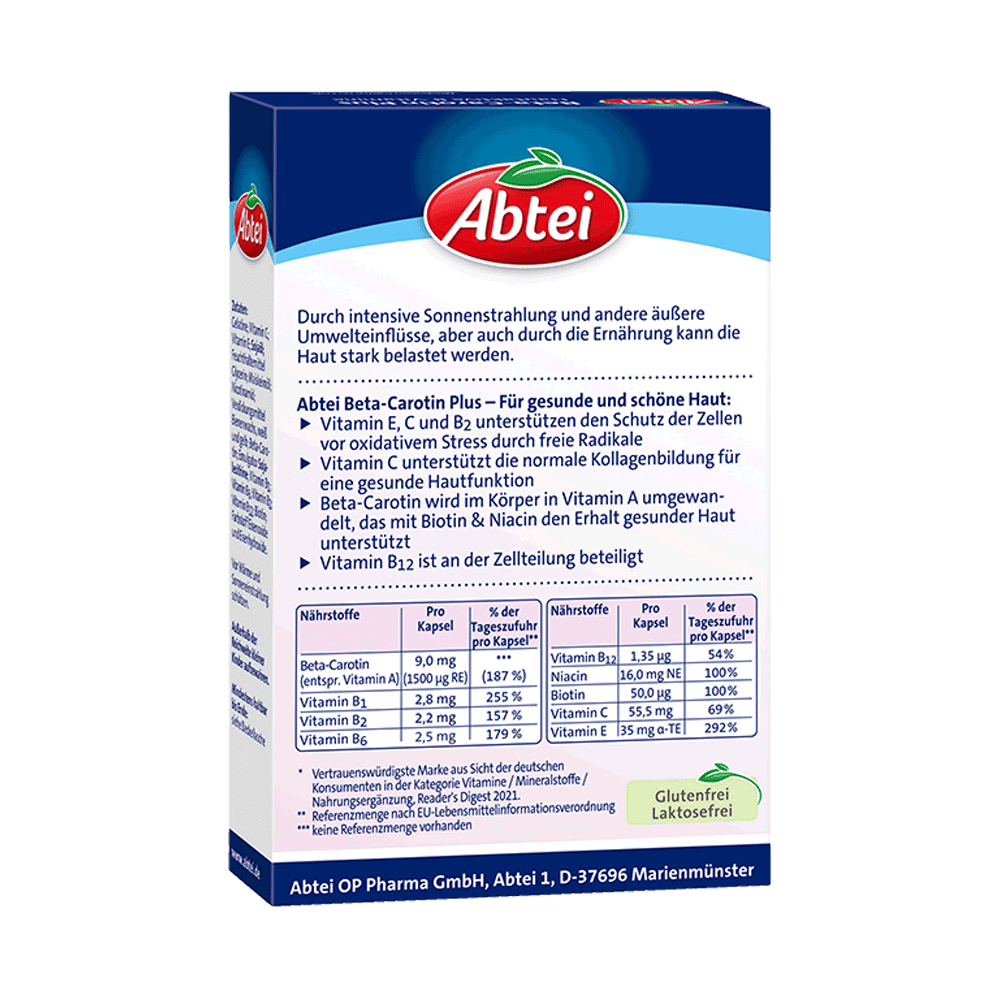 Bild: Abtei Beta-Carotin Plus Hautschutz Kapseln