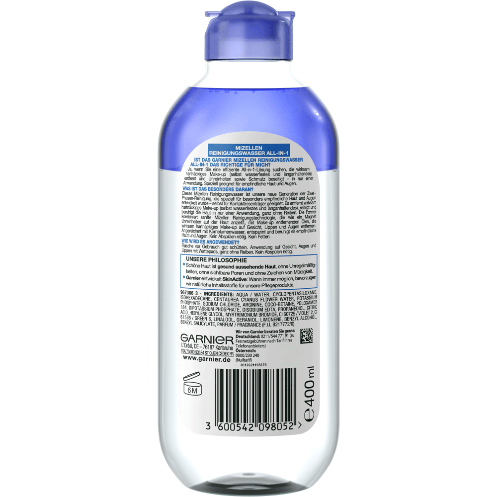 Bild: GARNIER SKIN ACTIVE Mizellen Reinigungswasser All-in-1 empfindliche Haut & Augen