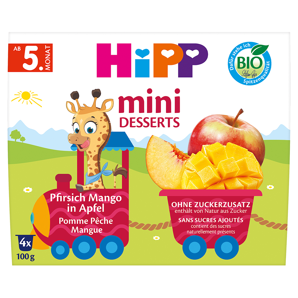Bild: HiPP Mini Desserts Pfirsich Mango in Apfel