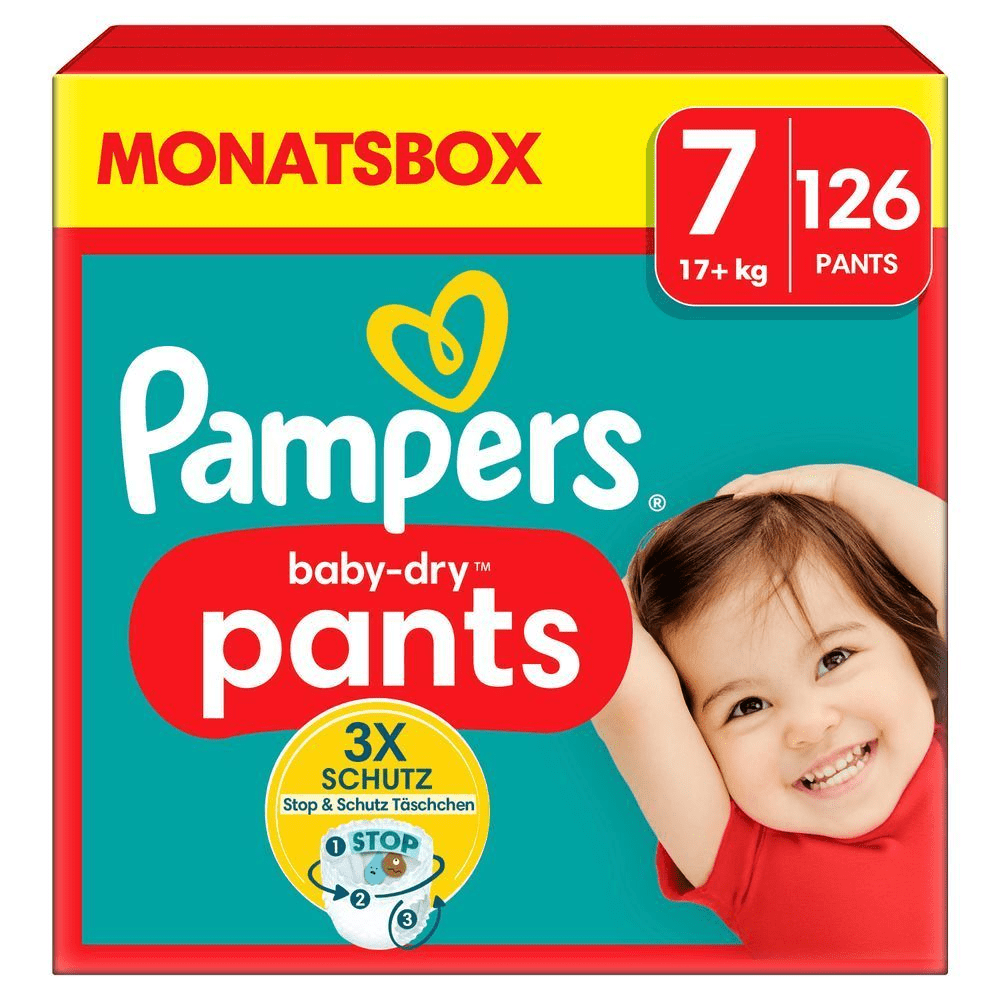 Bild: Pampers Baby-Dry Pants Größe 7, 17kg+, Monatsbox
