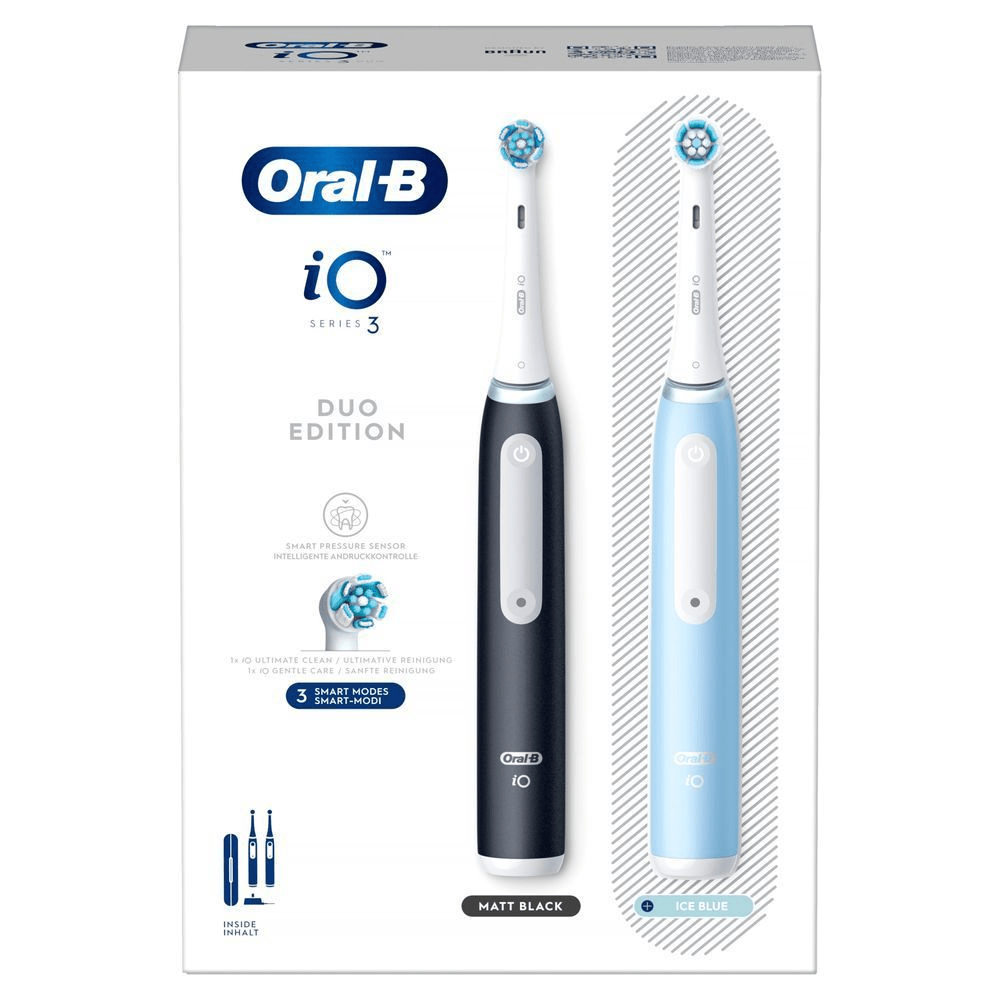 Bild: Oral-B iO Series 3 Elektrische Zahnbürste, Matt Black/Ice Blue