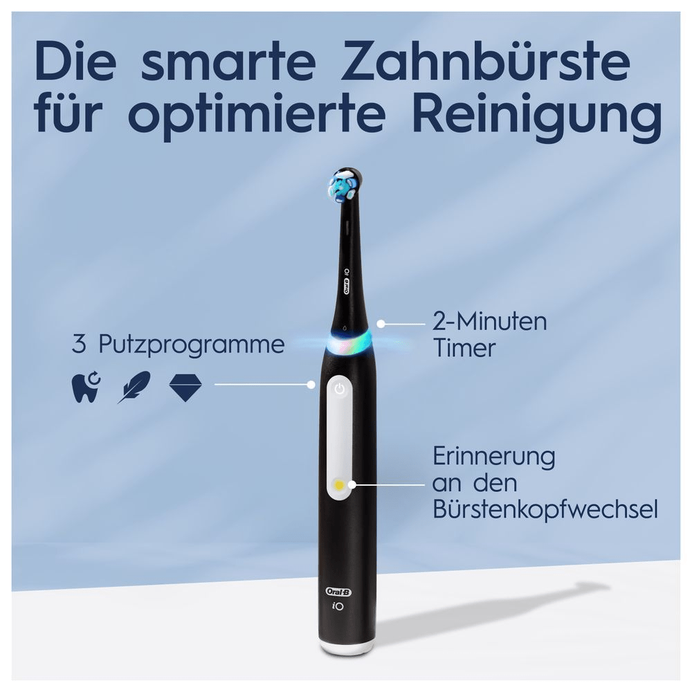 Bild: Oral-B iO Series 3 Elektrische Zahnbürste, Matt Black/Ice Blue