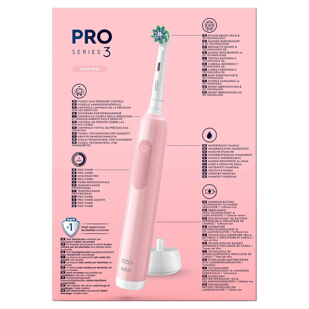 Bild: Oral-B Pro 3 Elektrische Zahnbürste, Schwarz/Rosa