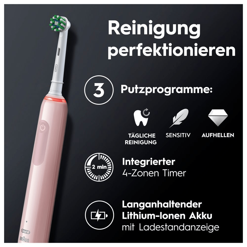Bild: Oral-B Pro 3 Elektrische Zahnbürste, Schwarz/Rosa