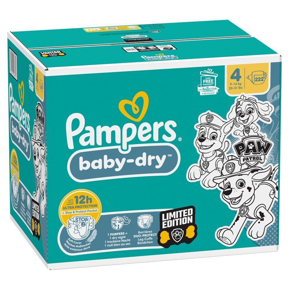 Bild: Pampers Baby-Dry Paw Patrol Edition Größe 4, 9kg-14kg, Monatsbox