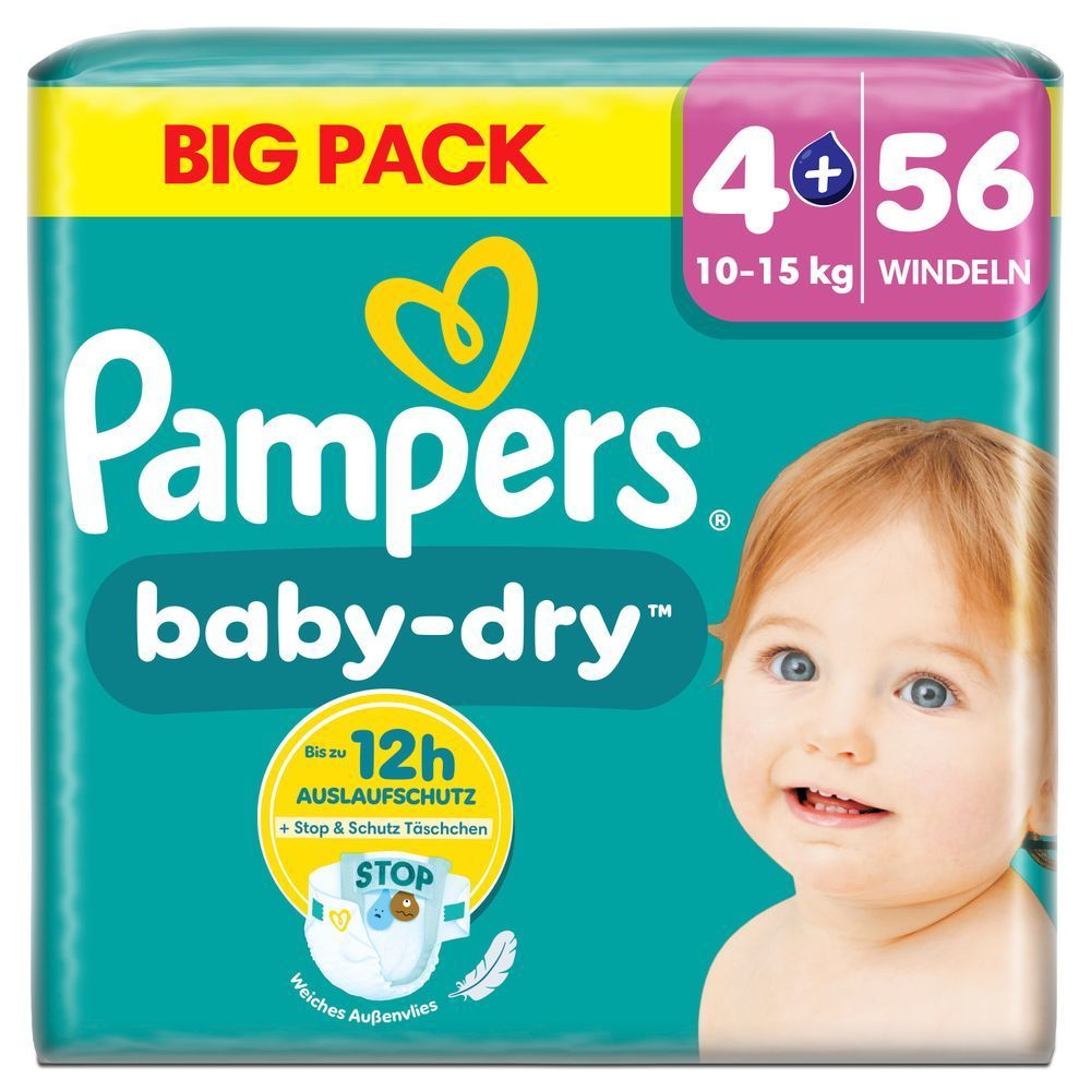Bild: Pampers Baby-Dry Größe 4+, 10kg-15kg, Big Pack