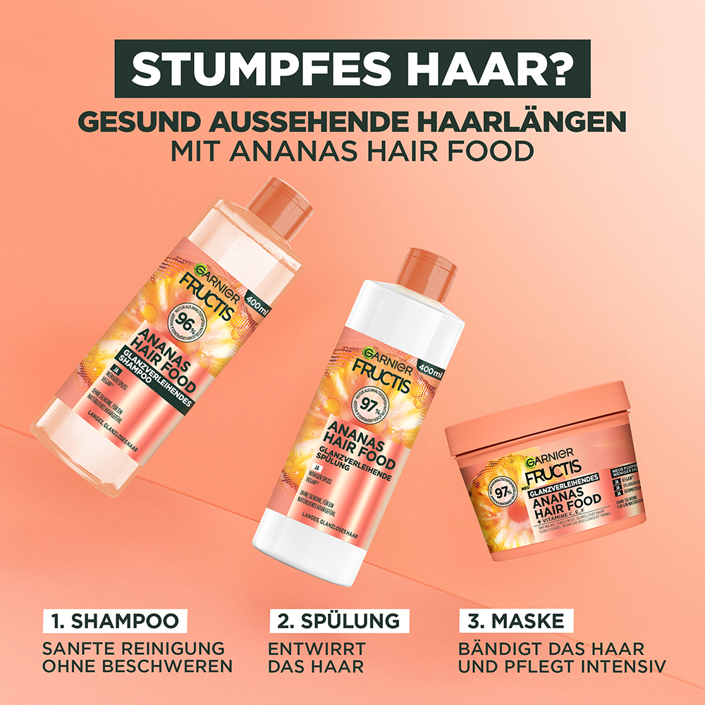 Bild: GARNIER FRUCTIS Ananas Hair Food Glanzverleihendes Shampoo