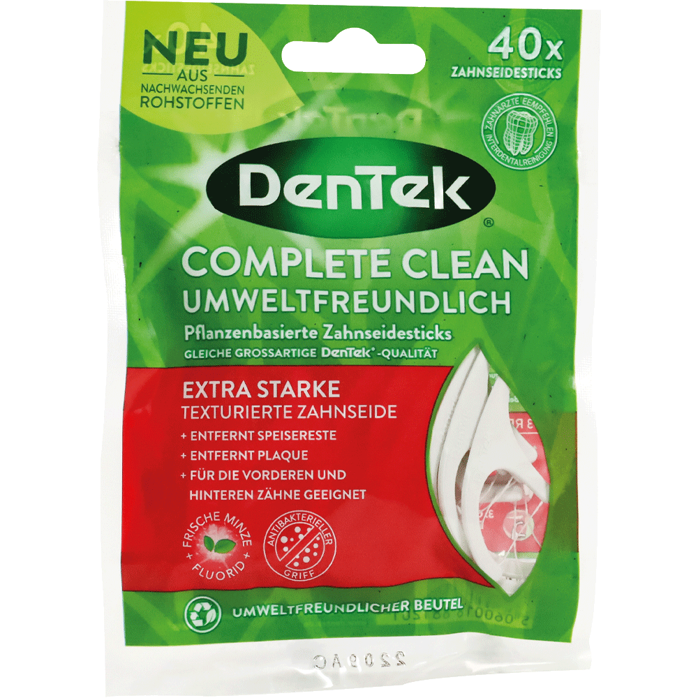 Bild: DenTek Complete Clean Zahnseidesticks Pflanzenbasiert Umweltfreunlich