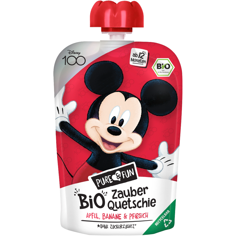 Bild: Pure & Fun Disney Bio Zauber Quetschie Micky Apfel, Banane & Pfirsich