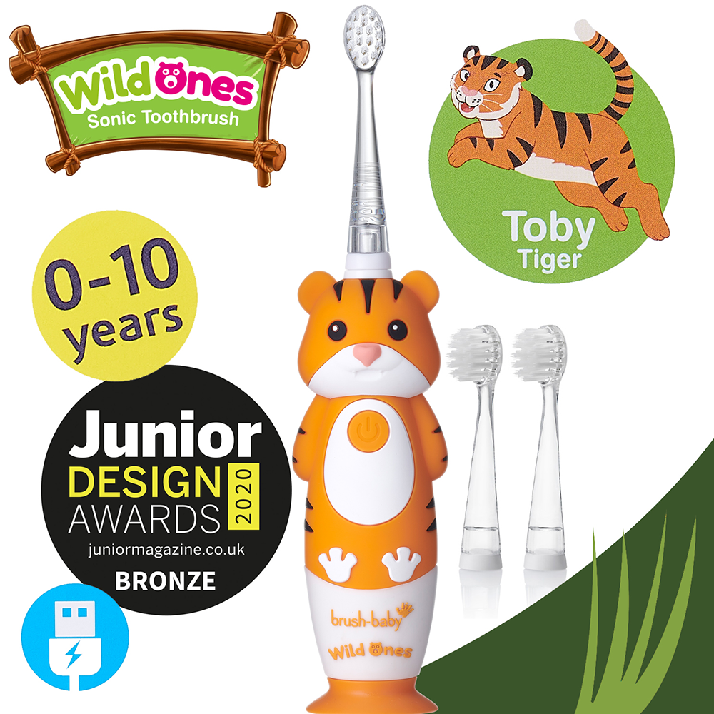 Bild: brush-baby Wild Ones Wiederaufladbare Elektrische Zahnbürste Toby Tiger
