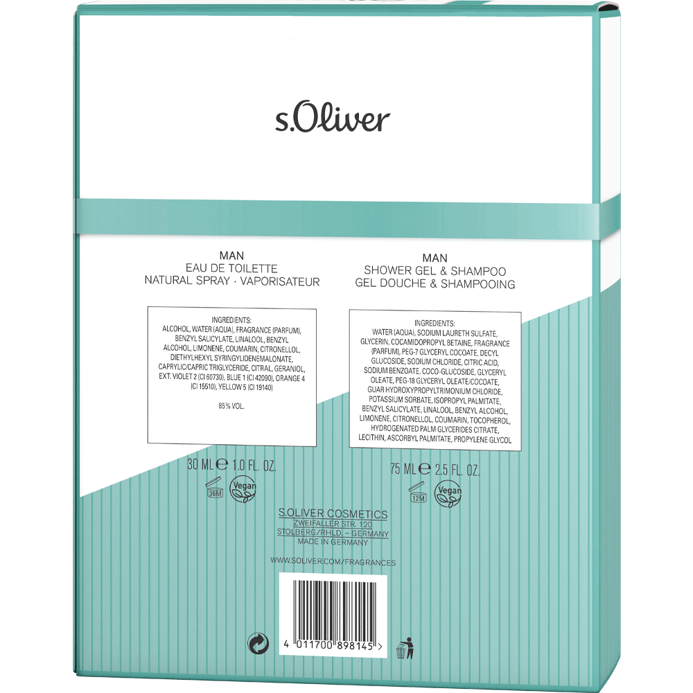 Bild: s.Oliver Here and Now Men Geschenkset Eau de Toilette 30 ml + Duschgel 75 ml