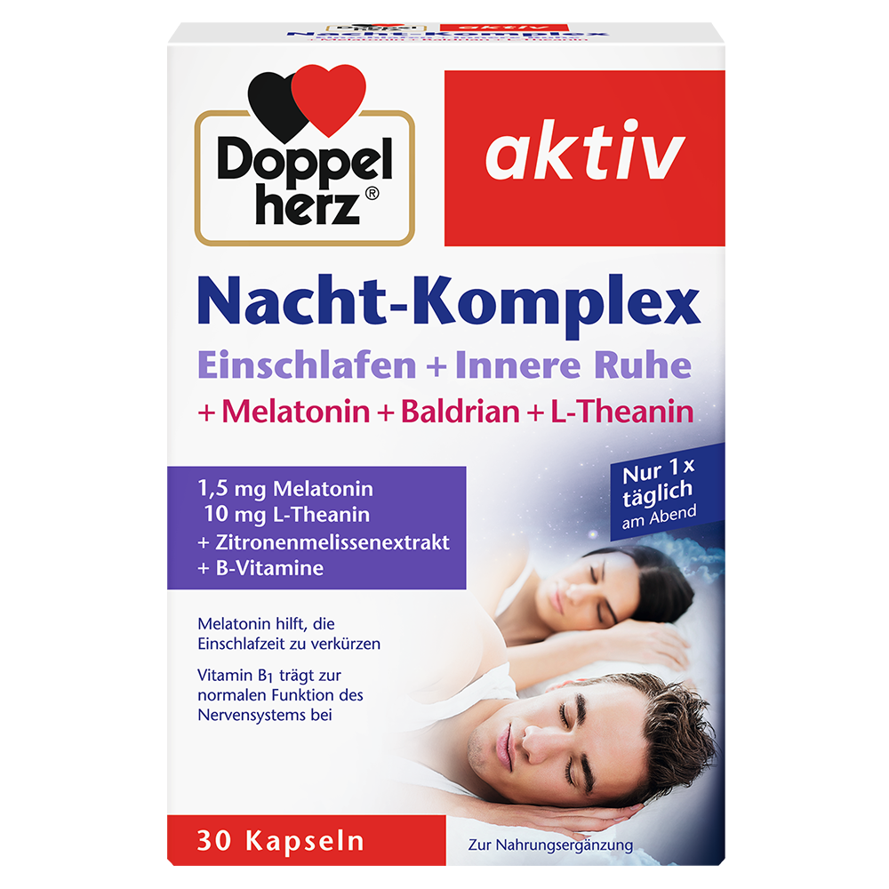 Bild: DOPPELHERZ Nacht-Komplex Einschlafen + Innere Ruhe + Melatonin + Baldrian + L-Theanin