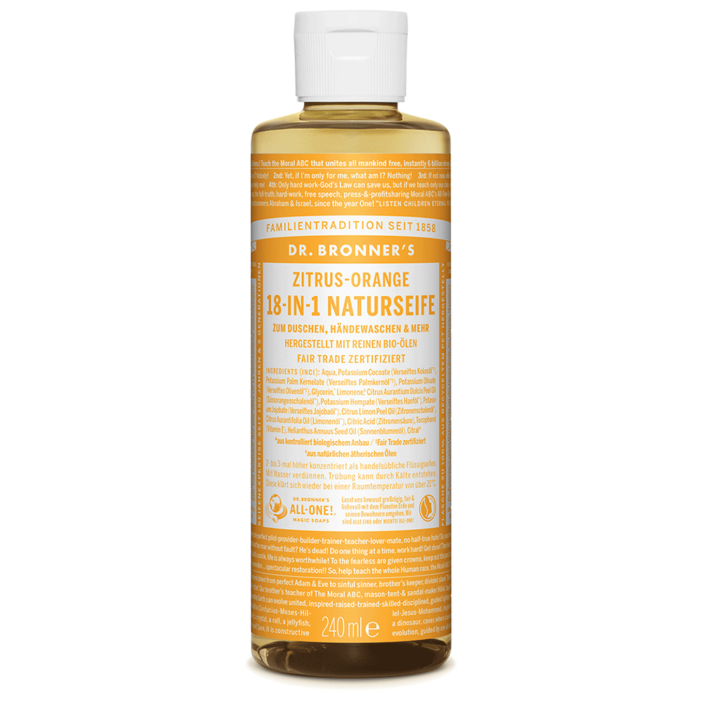 Bild: Dr. Bronner's 18-in-1 Naturseife Zitrus Orange
