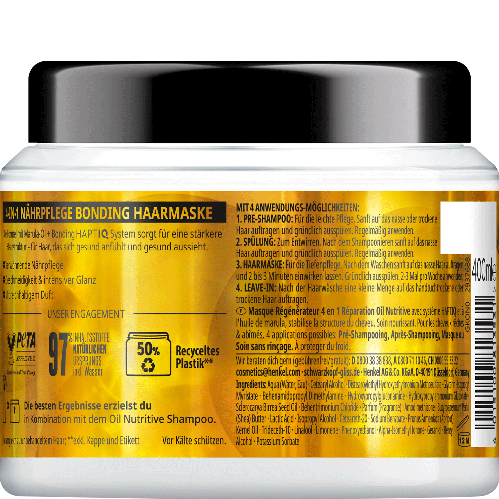 Bild: Schwarzkopf GLISS Oil Nutritive 4in1 Bonding Haarmaske