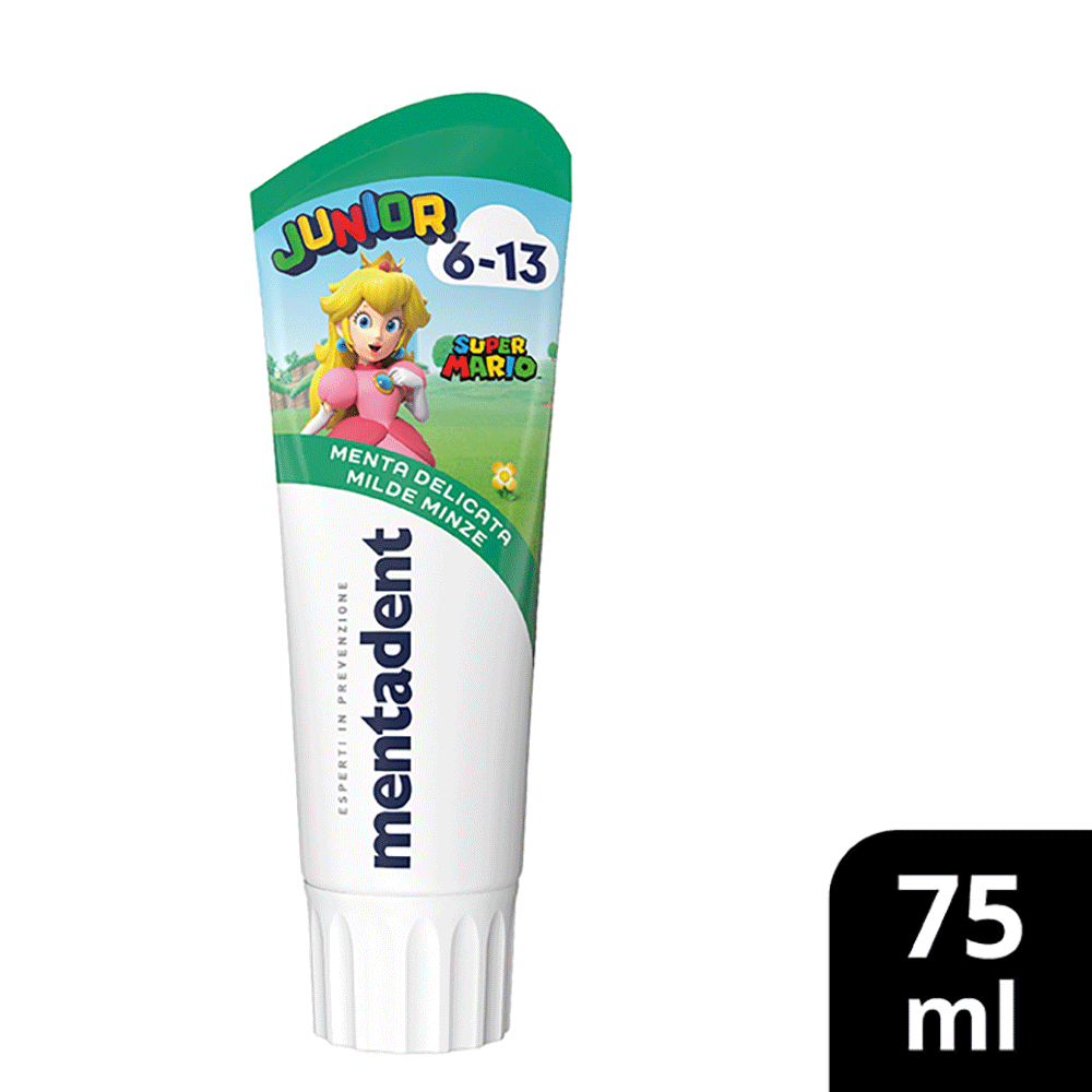Bild: mentadent Kinderzahncreme 6-13 Jahre Super Mario