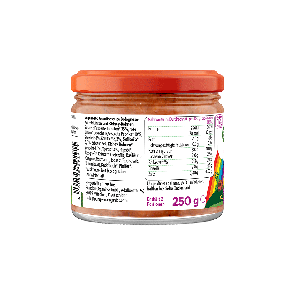 Bild: pumpkin organics Bio Veggie Bolognese