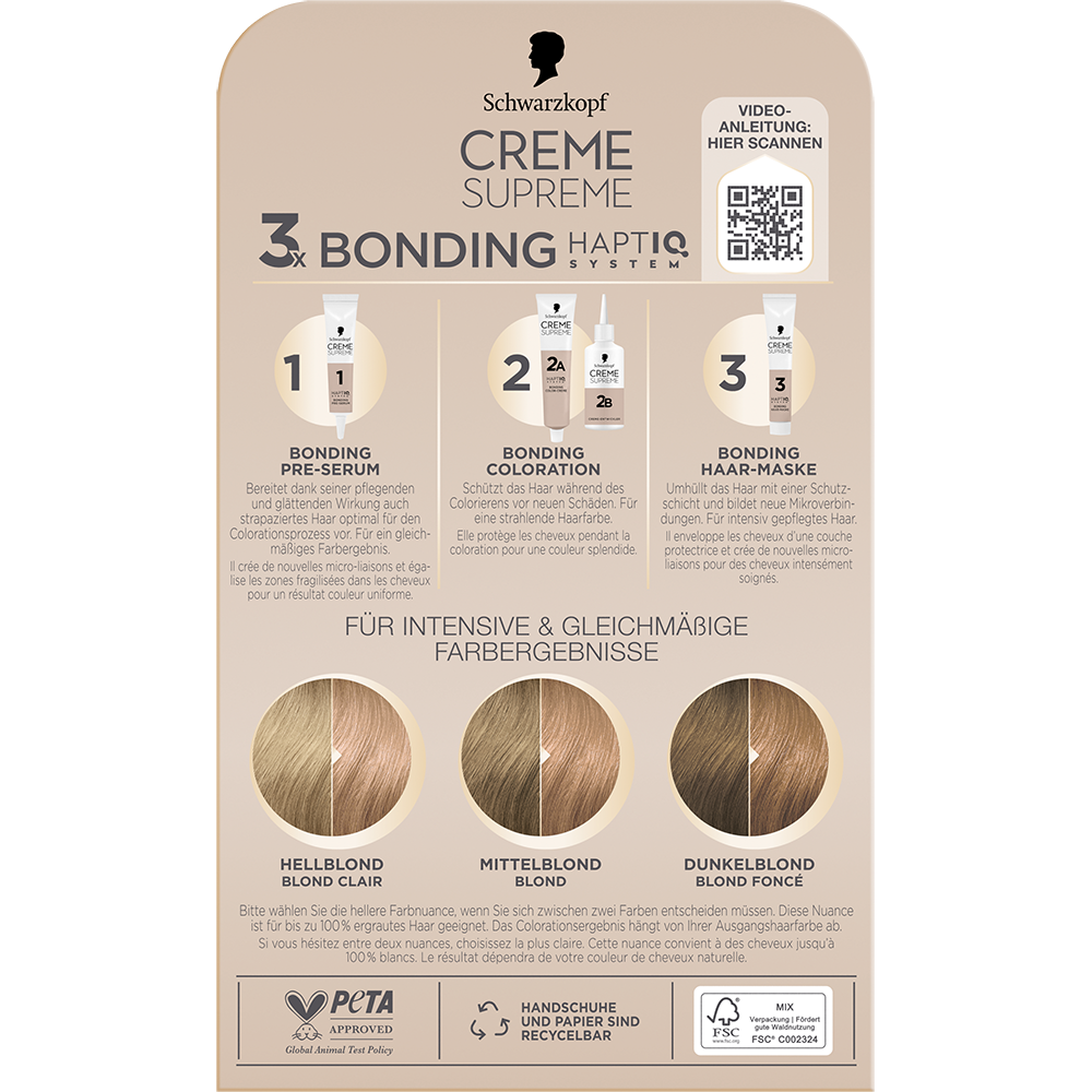 Bild: Schwarzkopf Creme Supreme Creme Coloration Helles Beigeblond