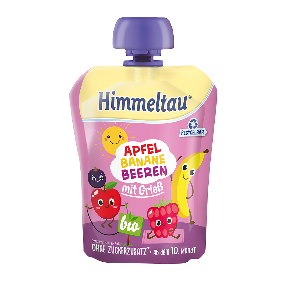 Bild: Himmeltau Quetschie Apfel, Banane, Beeren mit Grieß 