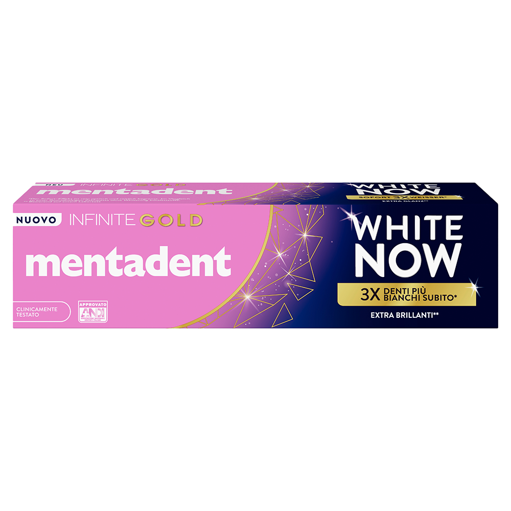 Bild: mentadent Infinite Gold White Now Zahncreme