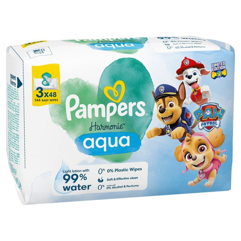Bild: Pampers Harmonie Aqua Baby-Feuchttücher 3x48