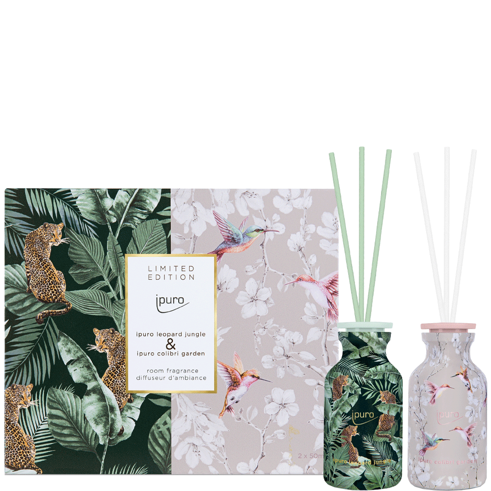 Bild: ipuro Raumduftset Leopard Jungle & Colibri Garden