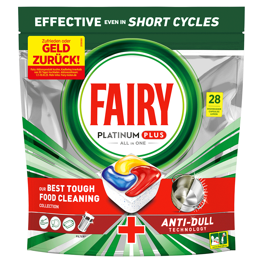 Bild: FAIRY Platinum Plus All In One Anti-Schleier Spülmaschinentabs Zitrone