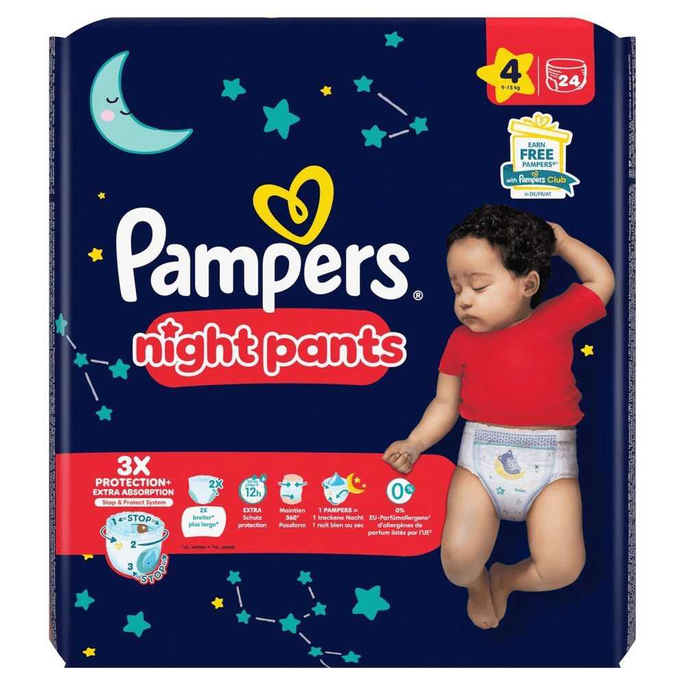 Bild: Pampers Night Pants Größe 4, 9kg-15kg