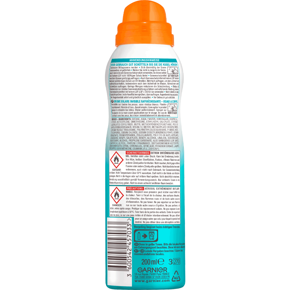 Bild: GARNIER AMBRE SOLAIRE UV Water Erfrischender Sprühnebel LSF 30