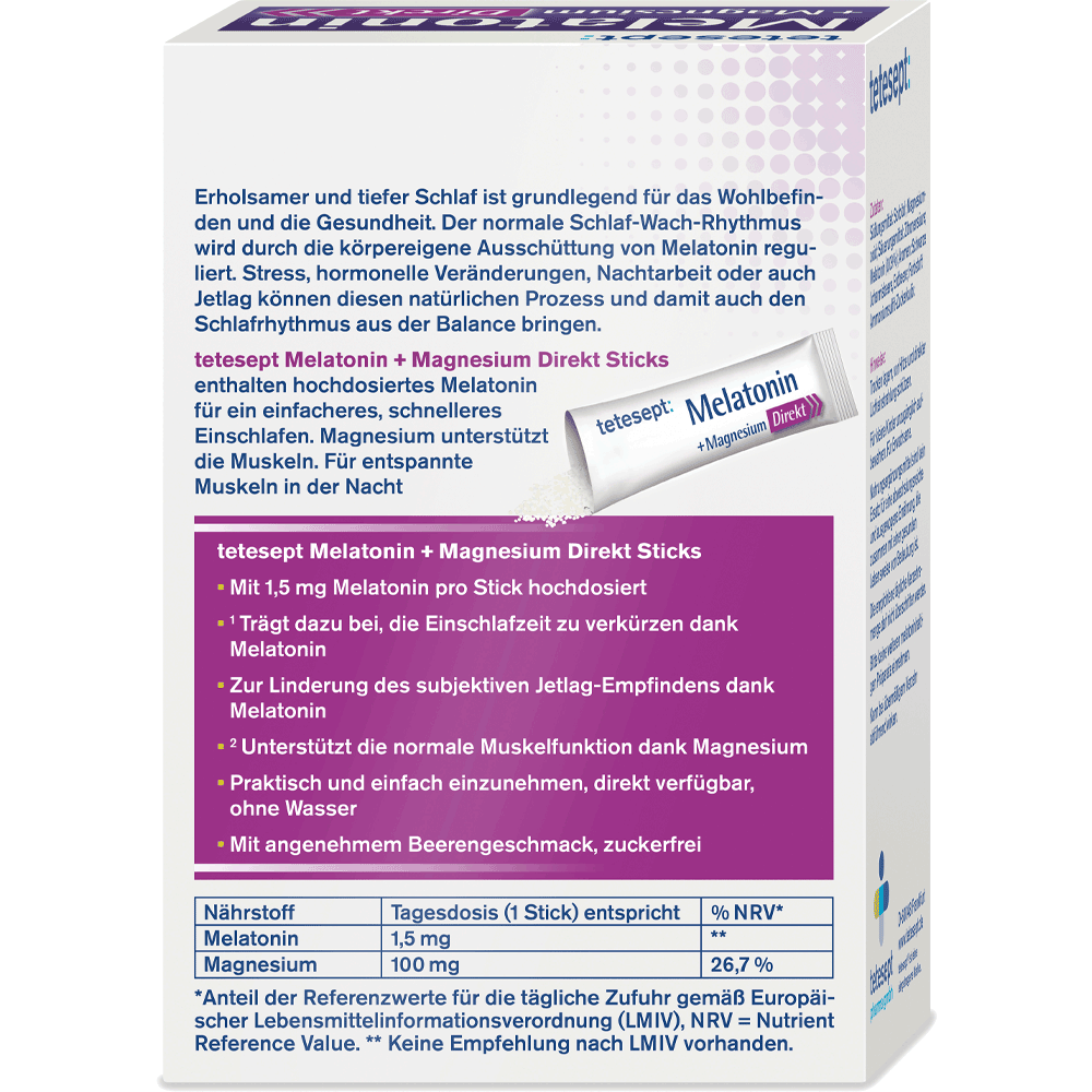 Bild: tetesept: Melatonin + Magnesium Direkt