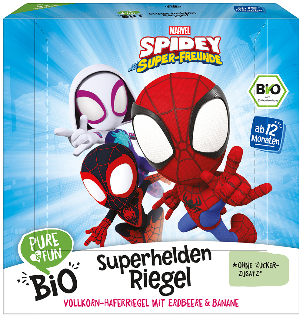 Bild: Pure & Fun Superhelden Riegel Vollkorn-Haferriegel mit Erdbeere und Banane