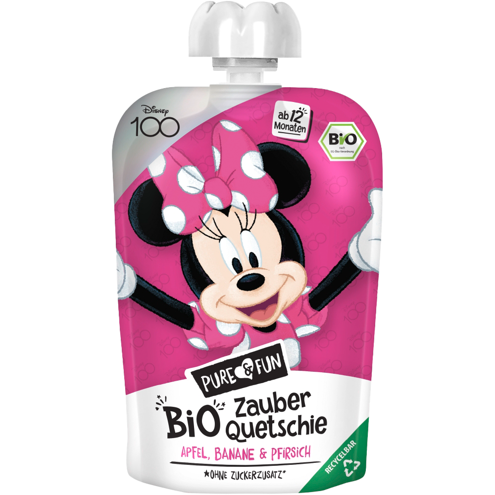 Bild: Pure & Fun Quetschie Minnie Apfel, Banane & Pfirsich 