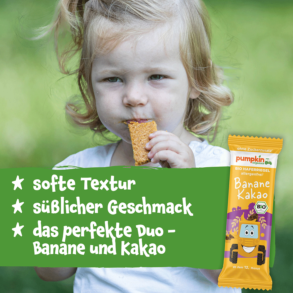 Bild: pumpkin organics Bio Haferriegel Banane Kakao