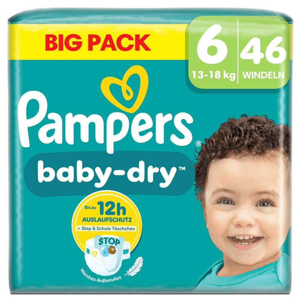 Bild: Pampers Baby-Dry Größe 6, 13kg-18kg, Big Pack