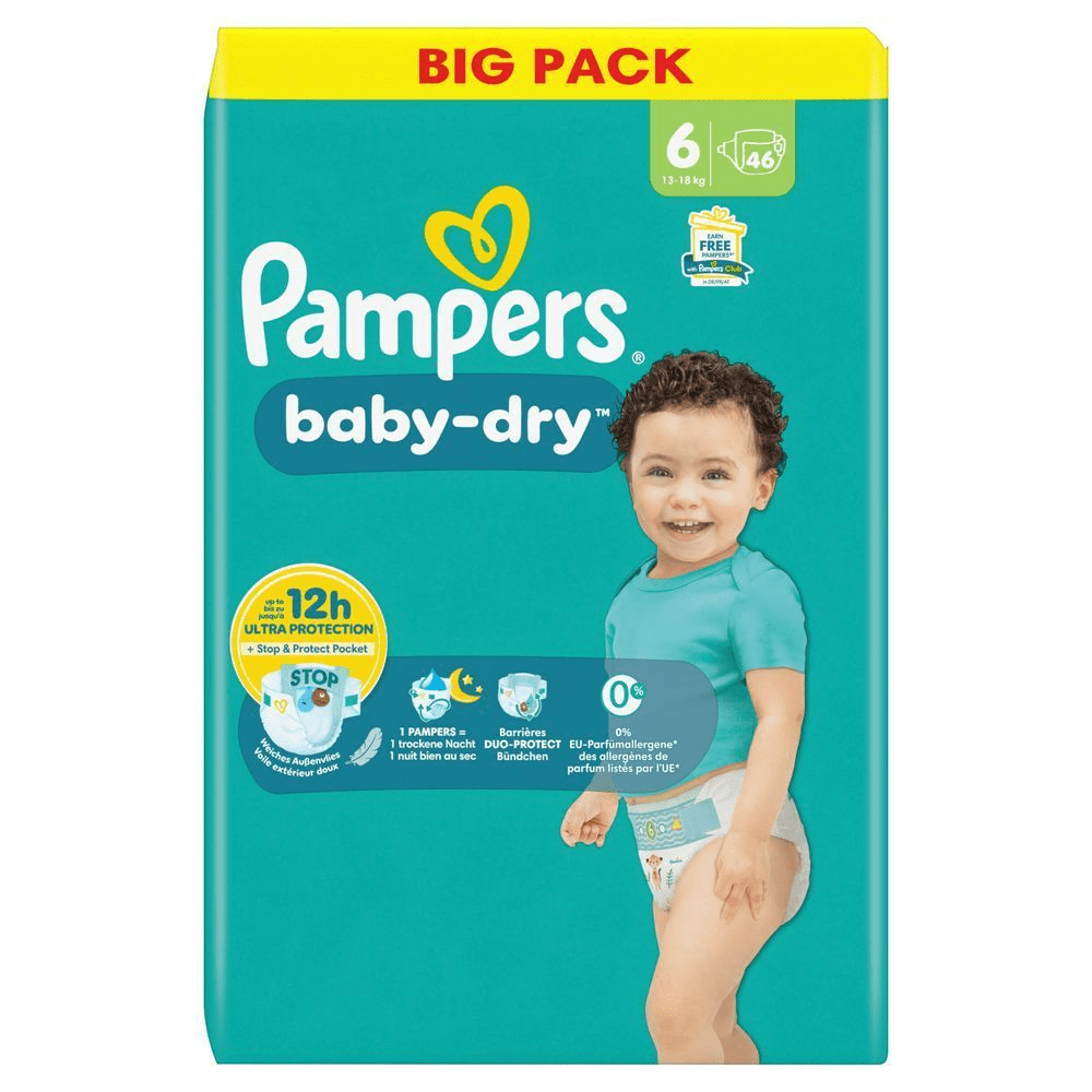 Bild: Pampers Baby-Dry Größe 6, 13kg-18kg, Big Pack