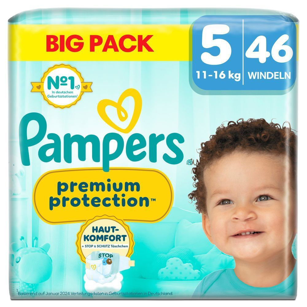 Bild: Pampers Premium Protection Größe 5, 11kg-16kg, Big Pack 