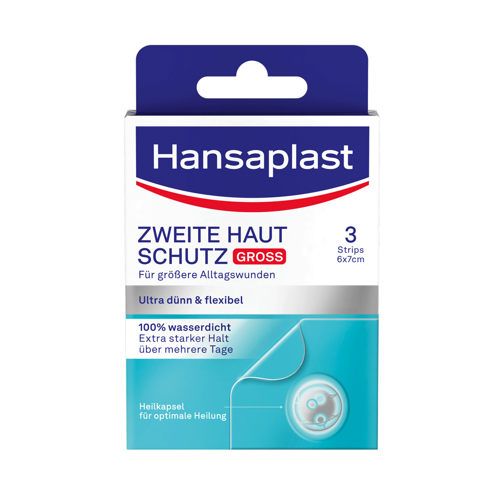 Bild: Hansaplast Zweite Haut Schutz Gross 3 Strips, 6 x 7cm 