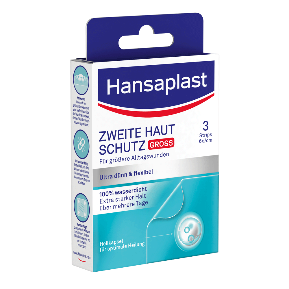 Bild: Hansaplast Zweite Haut Schutz Gross 3 Strips, 6 x 7cm 