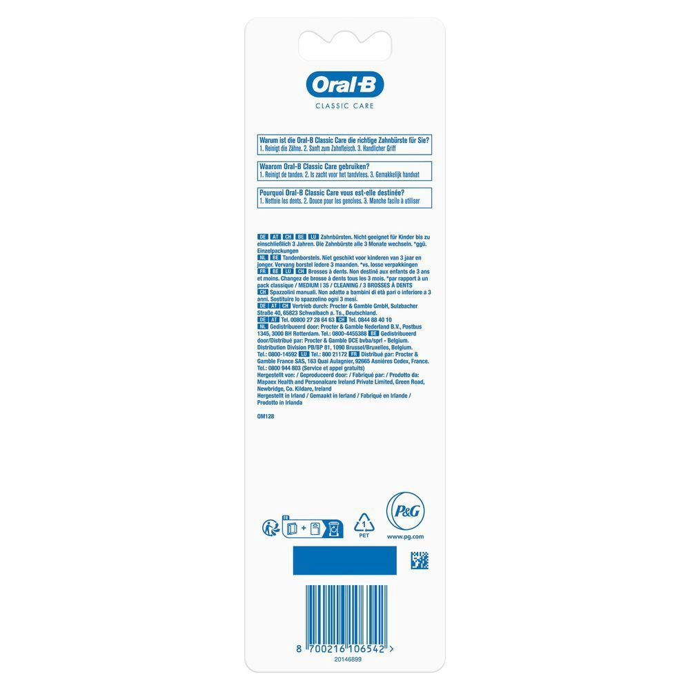 Bild: Oral-B Classic Care Handzahnbürste Mittel, Weiß 