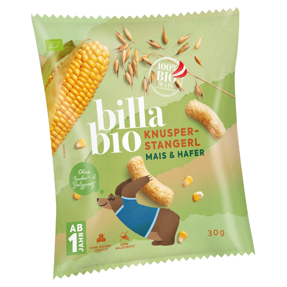 Bild: Billa Bio Knusper Stangerl Mais & Hafer