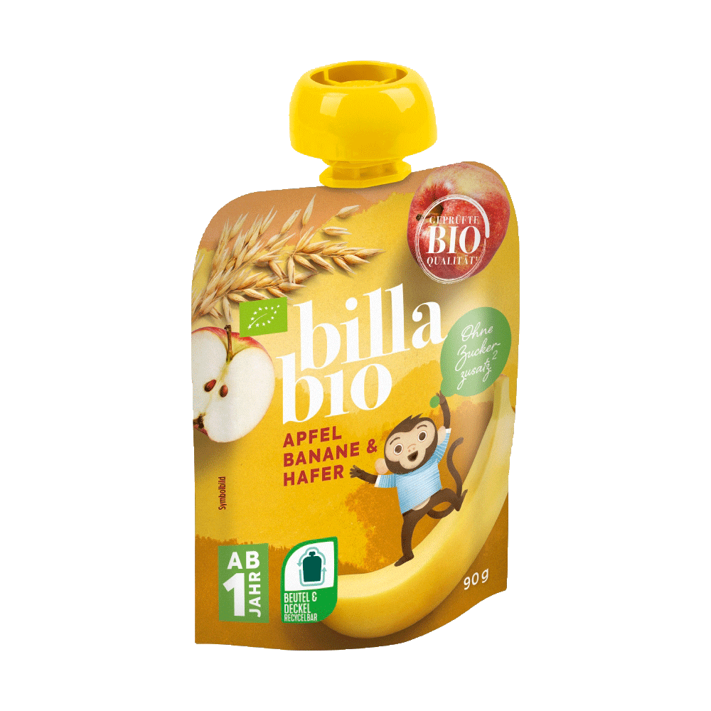 Bild: Billa Bio Quetschie Apfel Banane Hafer