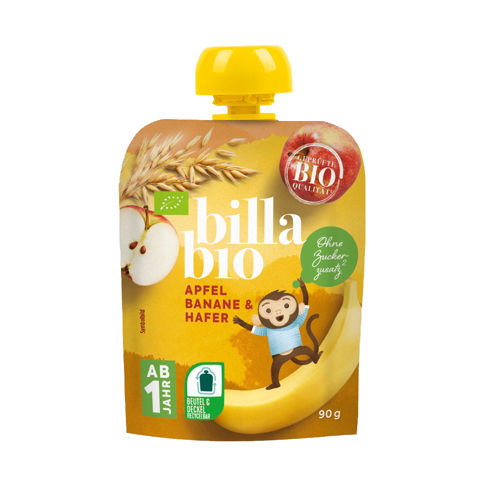 Bild: Billa Bio Quetschie Apfel Banane Hafer