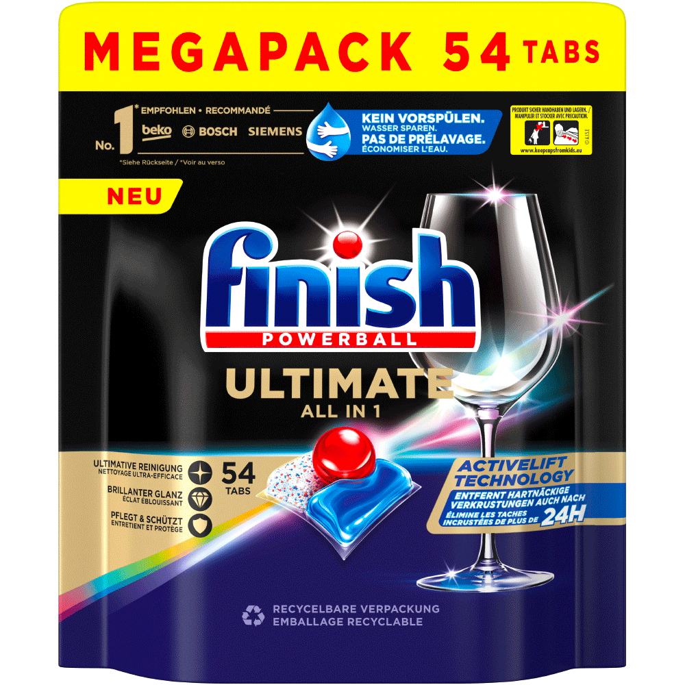 Bild: finish Powerball Ultimate All In 1 Geschirrspültabs Megapack