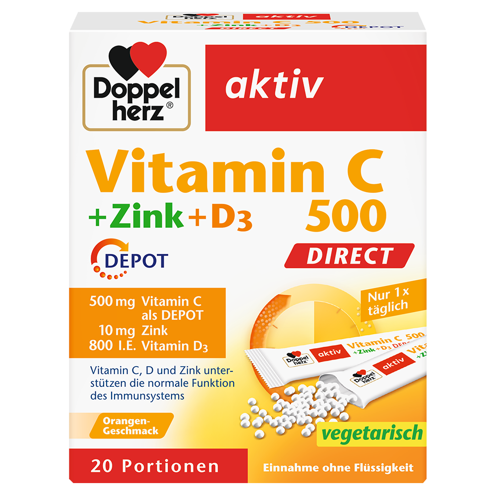 Bild: DOPPELHERZ Vitamin C 500 + Zink + D3 Direct