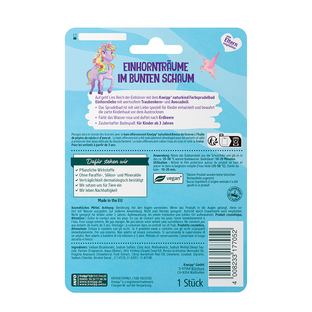 Bild: Kneipp Naturkind Farbsprudelbad Einhornliebe
