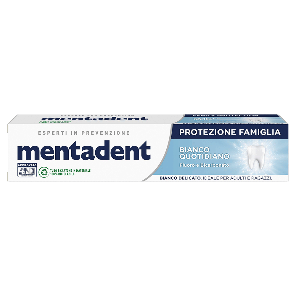 Bild: mentadent Zahnpasta Family Protection Sanftes Weiss
