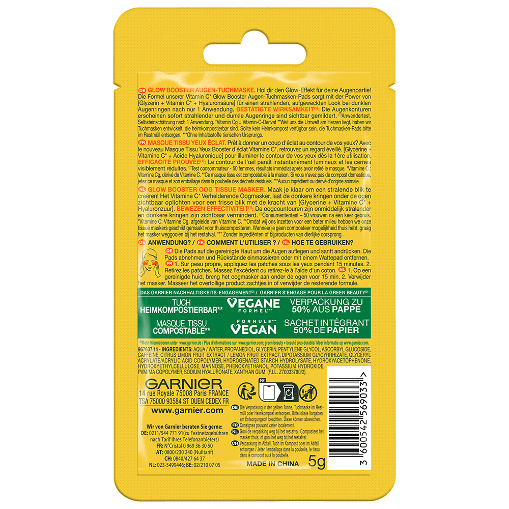 Bild: GARNIER SKIN ACTIVE Vitamin C Augen-Tuchmaske