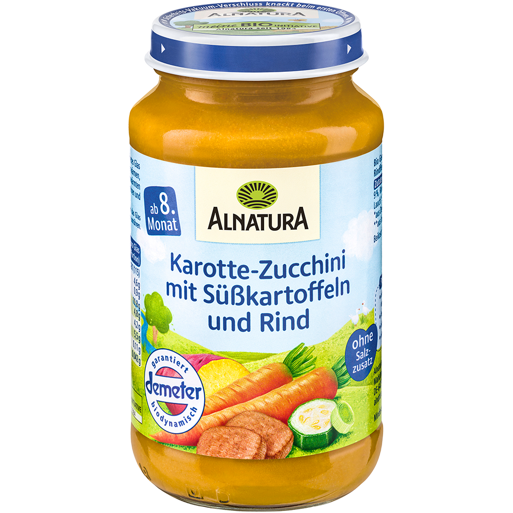 Bild: ALNATURA Karotte Zucchini mit Süßkartoffel und Rind