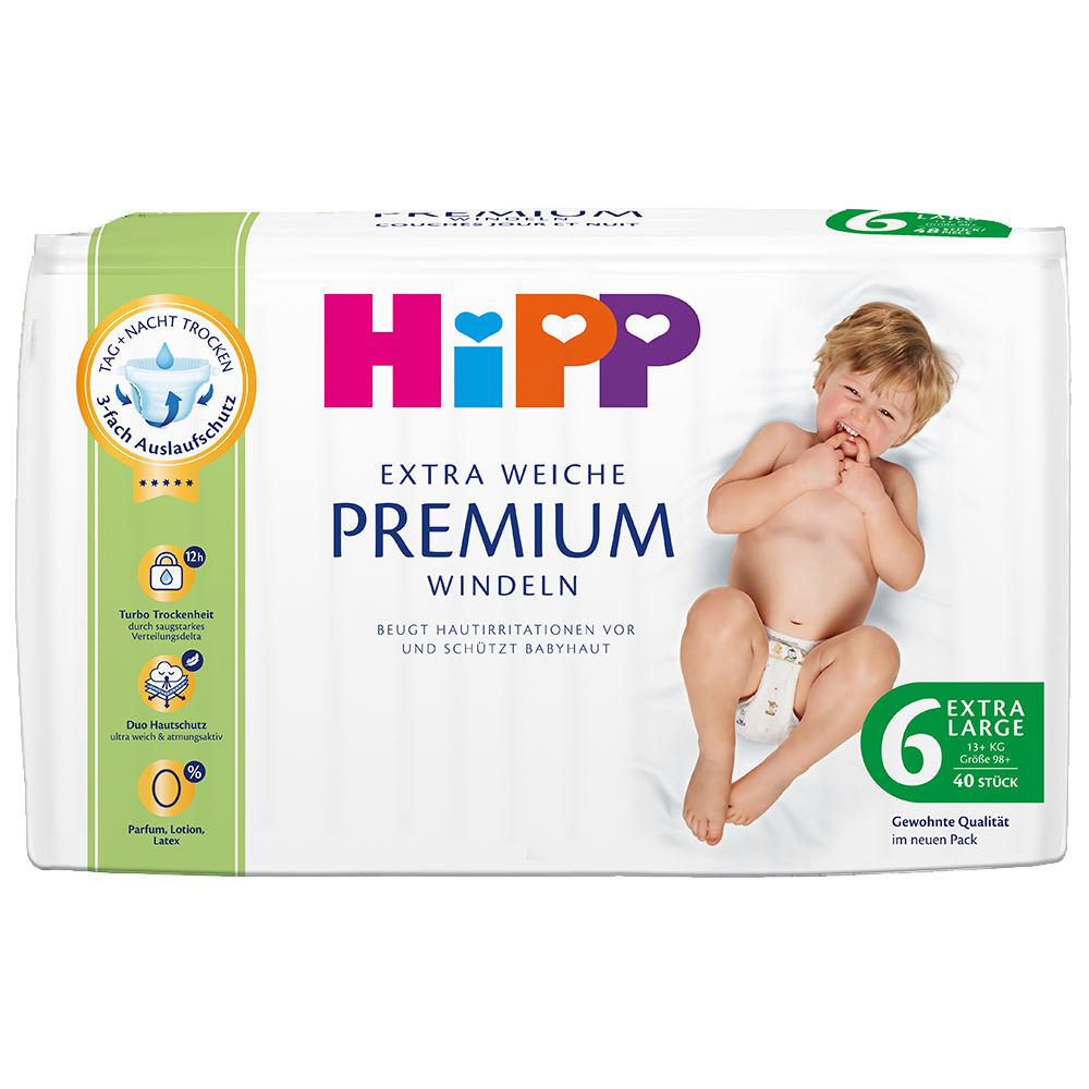 Bild: HiPP  Premium Windeln Extra Large 13+ kg 