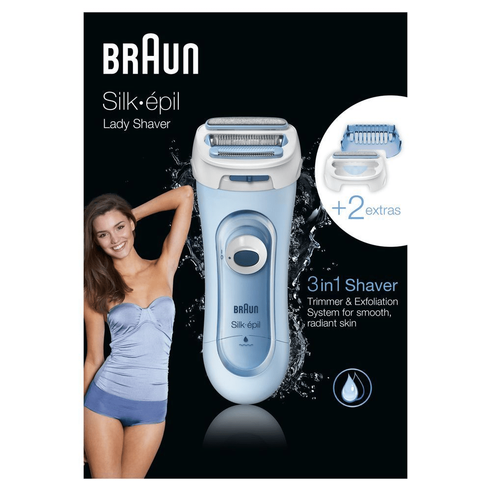 Bild: Braun Lady Shaver 5-160 – 3-In-1 Rasierer, Trimmer- Und Peeling-System, Wet&Dry 